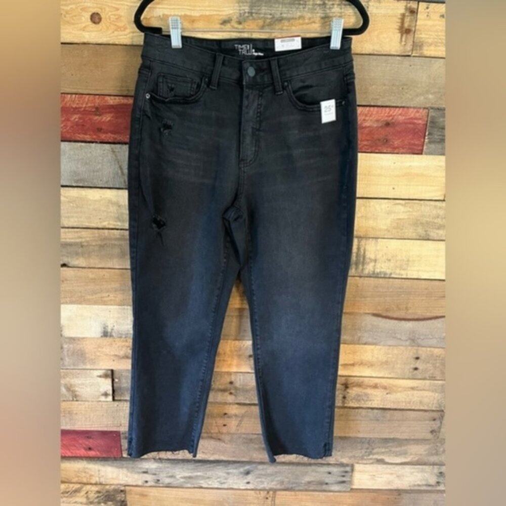 Time And Tru Black High Rise Straight Leg Crop‎ Pants Size 8